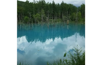 Biei Blue Pond in summer
