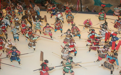 Battle scene in 17th century at Osaka castle