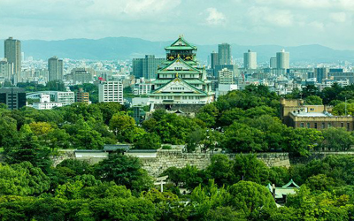 Osaka castle viewed from the south