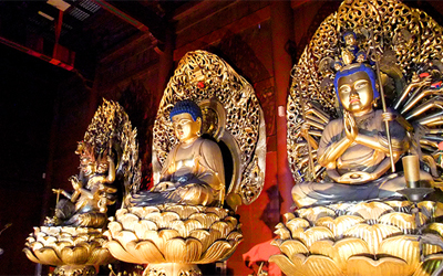 Three Golden Buddha in Rinnoji Temple
