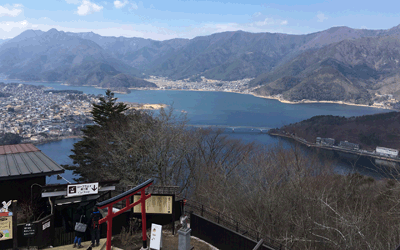 Lake Kawaguchi from the top station of Mt. Fuji Panoramic Ropeway